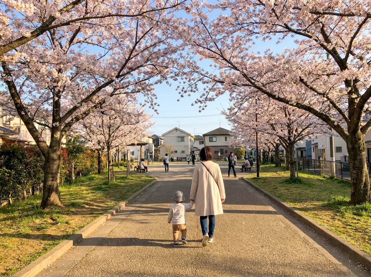 正常な見え方のイメージ：公園の風景がはっきり見える